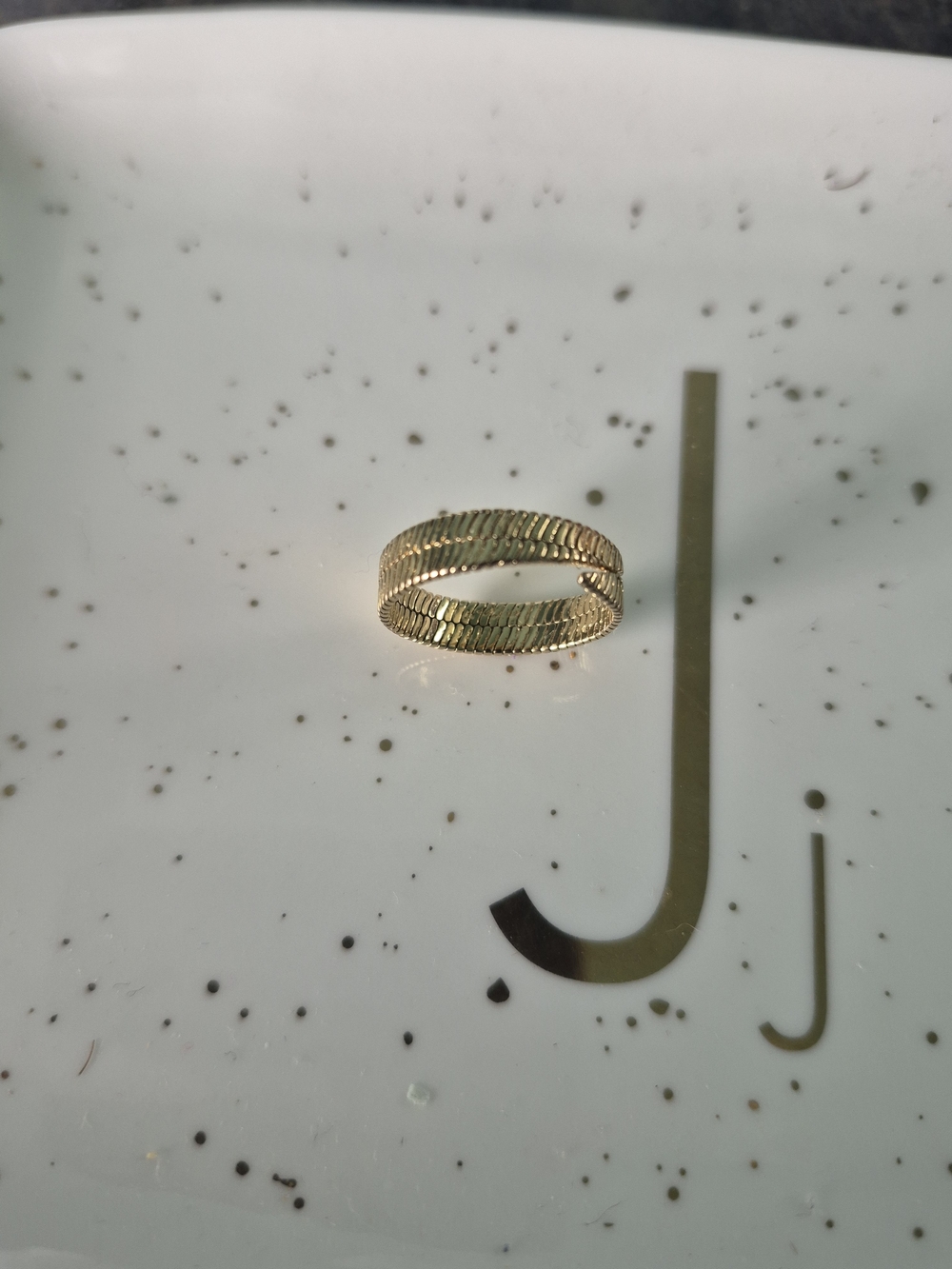 Pilgrim Gold Twisted Ribbed Band Ring